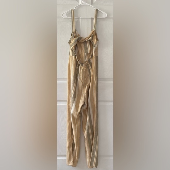 NWT Romeo+ Juliet Linen Blend Tie Back Striped Wide Leg Jumpsuit Size M - Picture 13 of 14